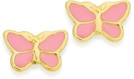 Angus & Coote 9ct gold kids pink enamel butterfly stud earrings offer