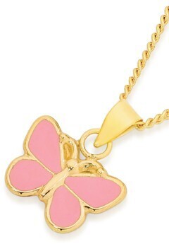 Angus & Coote 9ct gold kids pink enamel butterfly pendant offer