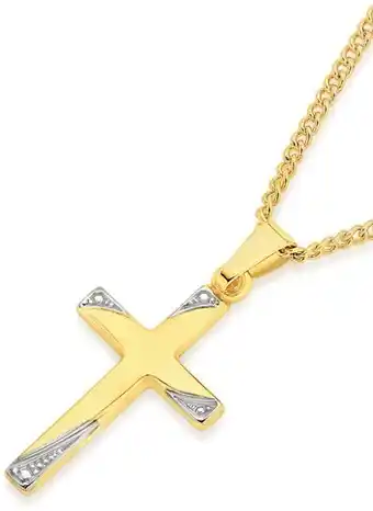 Angus & Coote 9ct gold kids two tone cross pendant offer