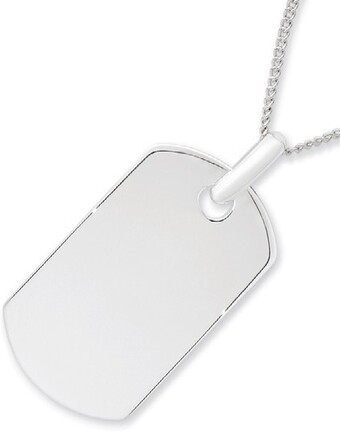 Angus & Coote Sterling silver men's dogtag pendant on 50cm chain offer