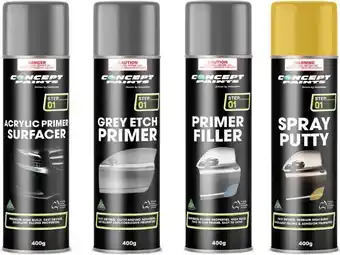 Autobarn 15% off concept paints primers & spray putty 400g offer