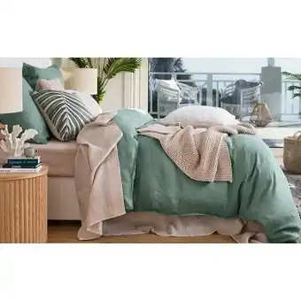 Australian house & garden sandy cape washed belgian linen quilt cover set eucalyptus