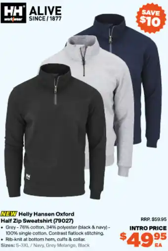 RSEA Safety Helly Hansen Oxford Half Zip Sweatshirt (79027) offer