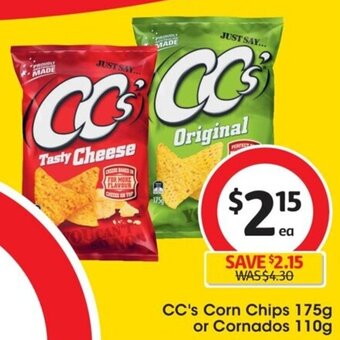 Coles CC's Corn Chips 175g Or Cornados 110g offer