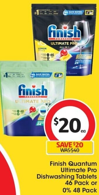 Finish Quantum Ultimate Pro Dishwashing Tablets 46 Pack or 0% 48 Pack