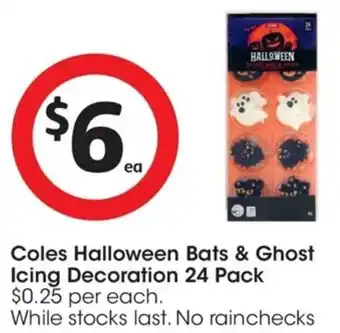 Coles Halloween Bats & Ghost Icing Decoration 24 Pack