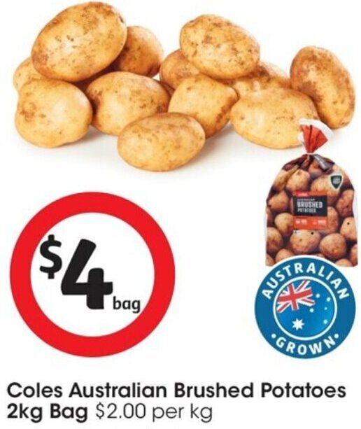 Coles Australian Brushed Potatoes 2Kg Bag offer at Coles