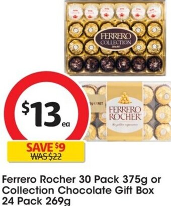 Coles Ferrero Rocher 30 Pack 375g Or Collection Chocolate Gift Box 24 Pack 269g offer