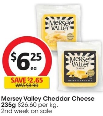 Coles Mersey Valley Cheddar Cheese 235g offer
