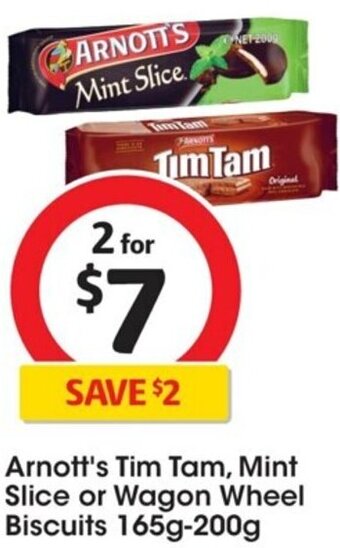 Coles Arnott's Tim Tam, Mint Slice Or Wagon Wheel Biscuits 165g-200g offer