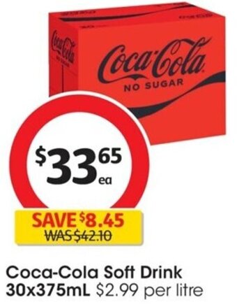Coles Coca-Cola Soft Drink 30x375ml offer