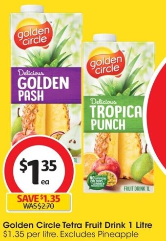 Coles Golden Circle Tetra Fruit Drink 1 Litre offer