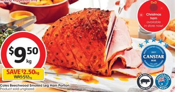 Coles Coles Beechwood Smoked Leg Ham Portion offer