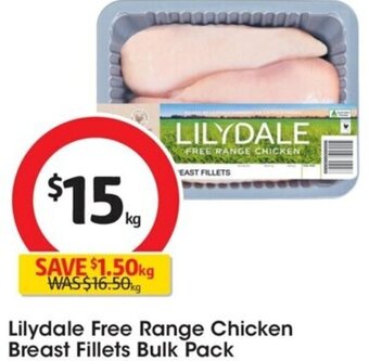 Coles Lilydale Free Range Chicken Breast Fillets Bulk Pack offer