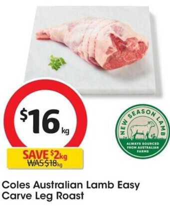 Coles Coles Australian Lamb Easy Carve Leg Roast offer