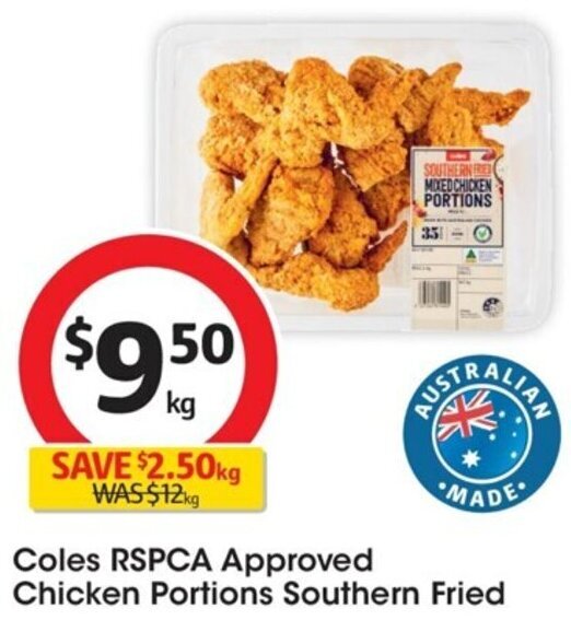 Coles RSPCA Approved Chicken Portions Southern Fried offer at Coles