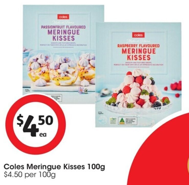 Coles Meringue Kisses 100g offer at Coles
