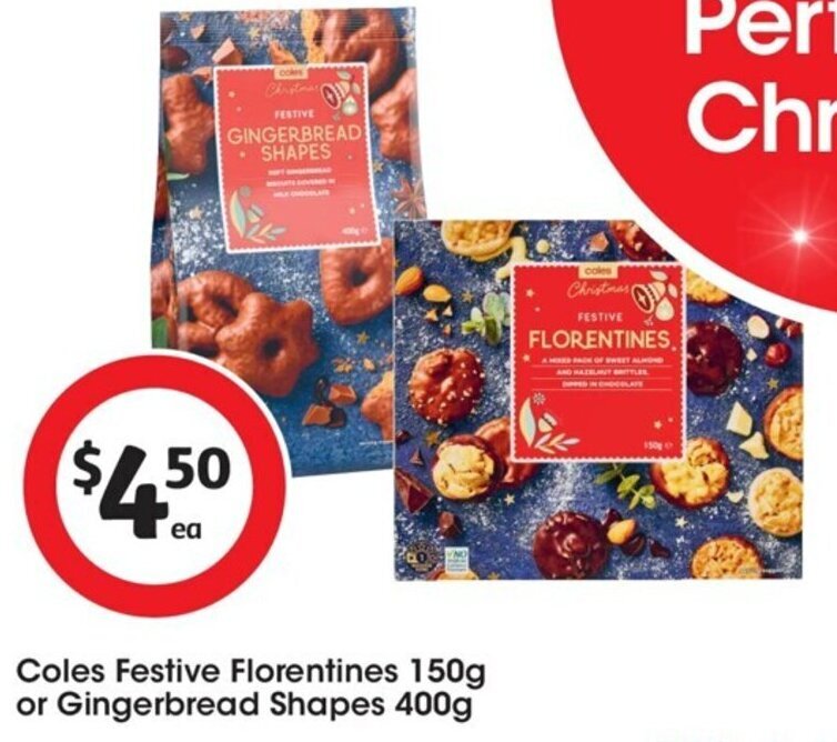 Coles Festive Florentines 150g Or Gingerbread Shapes 400g offer at Coles