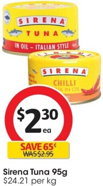 Coles Sirena Tuna 95g offer