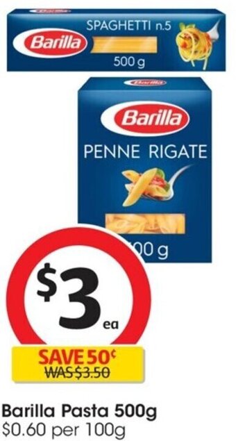 Coles Barilla Pasta 500g offer