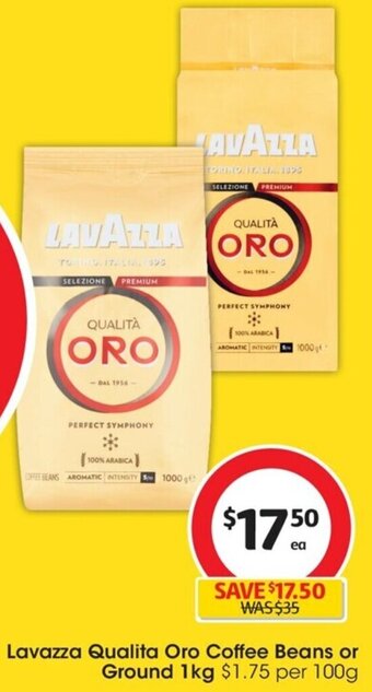 Coles Lavazza Qualita Oro Coffee Beans Or Ground 1Kg offer