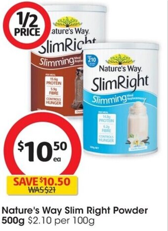 Coles Nature's Way Slim Right Powder 500g offer