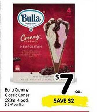 Spar Bulla creamy classic cones offer