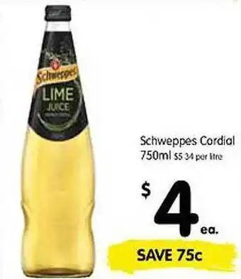 Spar Schweppes cordial offer