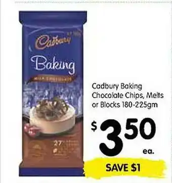 Spar Cadbury baking chocolate chips, melts or blocks offer
