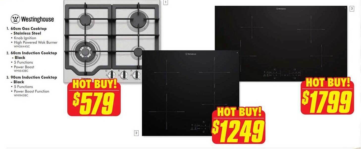 Westinghouse 60cm gas cooktop stainless steel 60cm induction cooktop