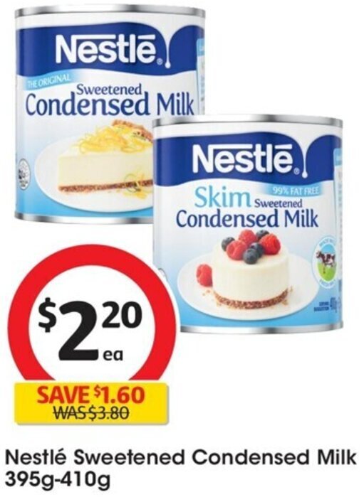 Nestlé Sweetened Condensed Milk 395g410g offer at Coles