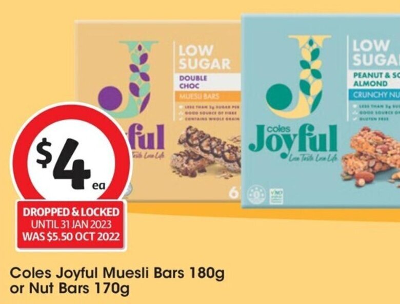 Coles Joyful Muesli Bars 180g Or Nut Bars 170g offer at Coles