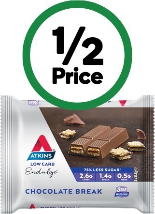 Woolworths Atkins endulge chocolate break 3 bar multi pack 64.5g> offer