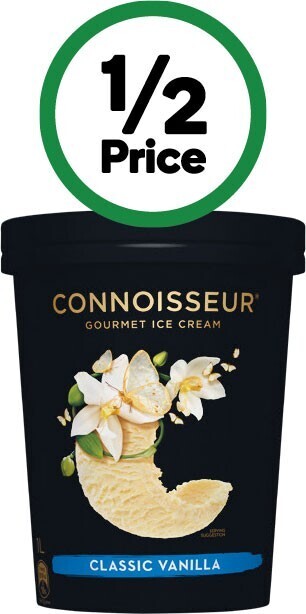 Woolworths Connoisseur ice cream 1 litre – from the freezer offer
