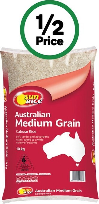 Woolworths Sunrice medium grain white rice 10 kg offer