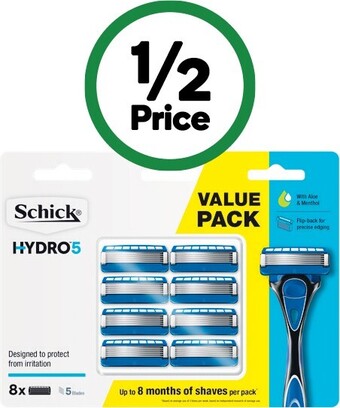 Woolworths Schick hydro 5 blades pk 8 offer