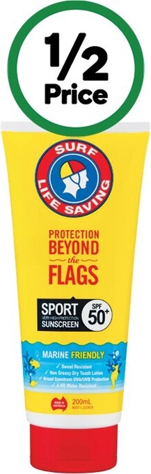 Woolworths Surf life saving sunscreen sport spf50+ 200ml* offer