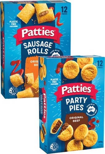 Woolworths Patties party pies or sausage rolls 450-560g offer