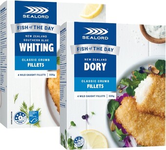 Woolworths Sealord southern blue whiting or dory fillets 300-320g offer