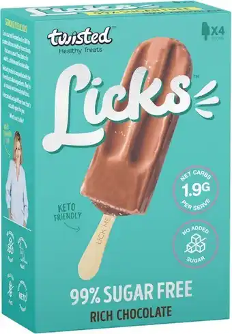 Woolworths Twisted licks 320ml pk 4 – from the freezer offer