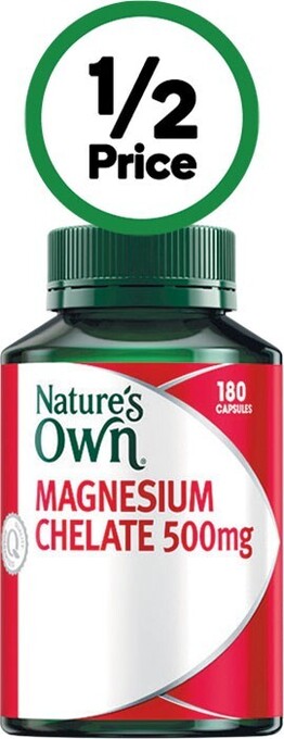Woolworths Nature’s own magnesium chelate 500mg muscle health capsules pk 180 offer