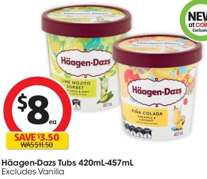 HäagenDazs Tubs 420ml457ml offer at Coles