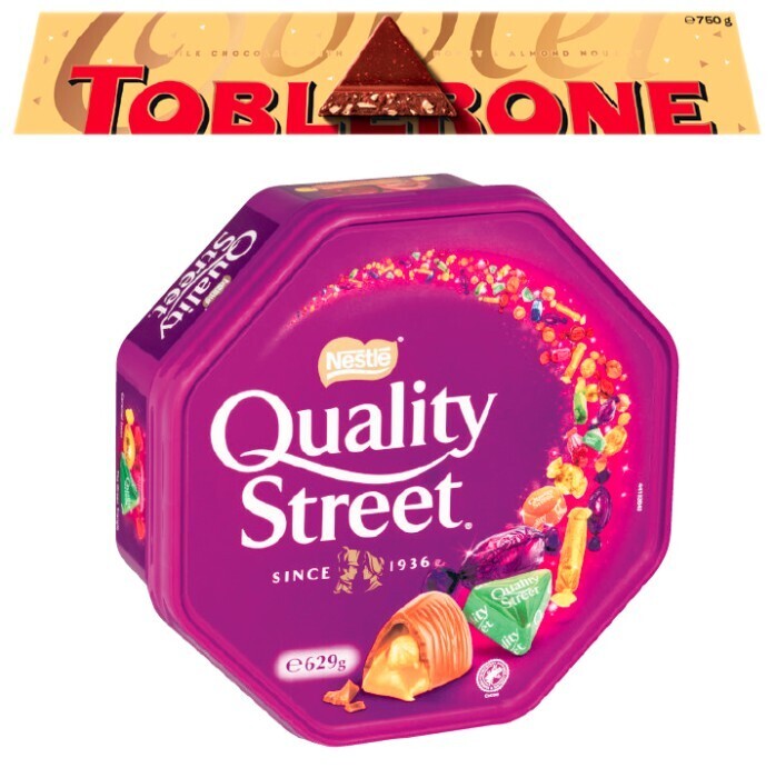 Nestlé quality street tub 629g or toblerone 750g offer at Coles