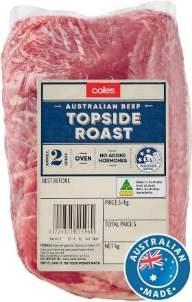 Coles Coles australian no added hormones beef roast topside offer