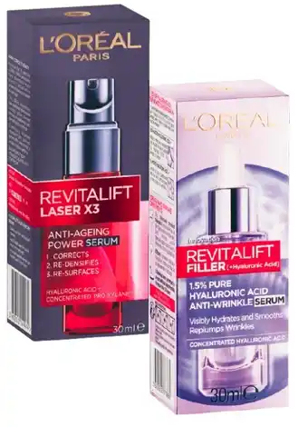 Coles L'oréal revitalift filler [+hyaluronic acid] or laser x3 power serum 30ml offer