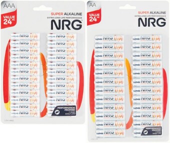 Coles Nrg batteries aa or aaa 24 pack offer
