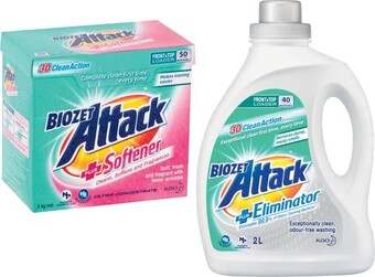 Coles Biozet attack plus laundry liquid 2 litre or powder 2kg offer
