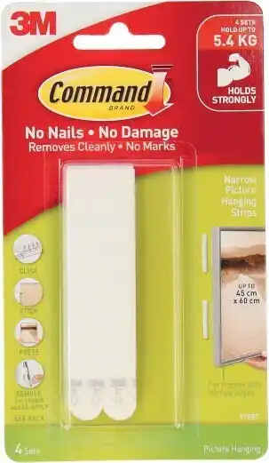 Coles Command narrow picture hanging strips white 4 pack offer