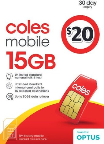 Coles Coles mobile $20 sim offer