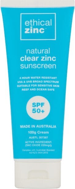 Coles Ethical zinc natural clear zinc sunscreen spf50+ 100g* offer